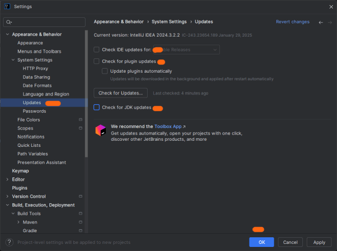 Desativar verificação de atualização