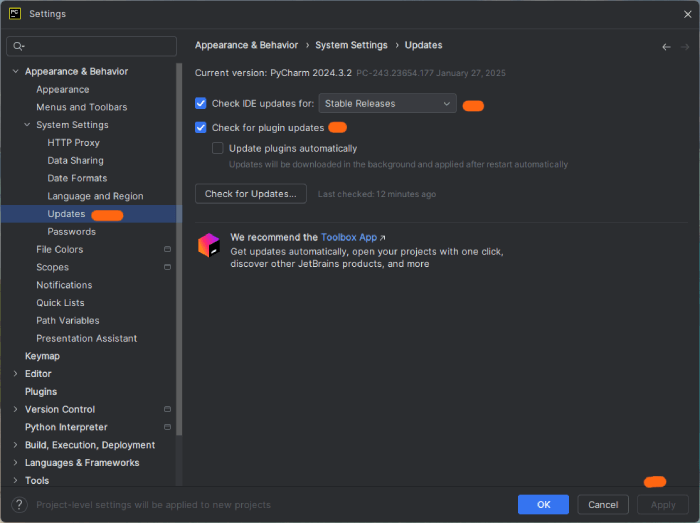 Desabilitando atualizações