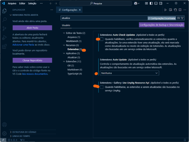 Atualização de plugins